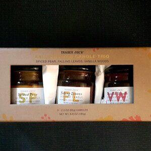 NEW!! Trader Joe’s Fall Scented Candle Trio 6.9 oz Total. Each Candle 2.3 oz